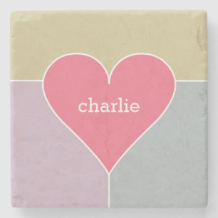 Posavasos De Piedra Personalizado de patrón cardíaco monograma copos d