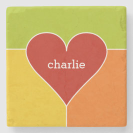 Posavasos De Piedra Personalizado de patrón cardíaco monograma copos d