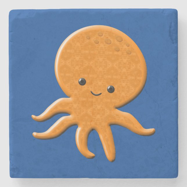 Posavasos De Piedra Personalizado de pulpo brillante (Anverso)