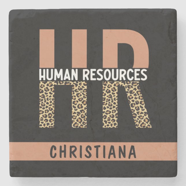 Posavasos De Piedra Personalizado de Recursos Humanos Leopard Imprimir (Anverso)