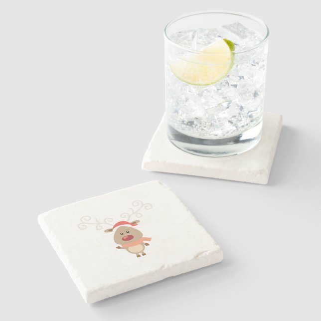 Posavasos De Piedra Personalizado de renos malcriados (Lateral)