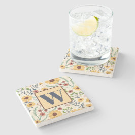 Posavasos De Piedra Personalizado del patrón de diatriba floral de div