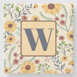 Posavasos De Piedra Personalizado del patrón de diatriba floral de div