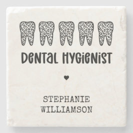 Posavasos De Piedra Personalizado Dental Hygienist Leoparst Print Teet
