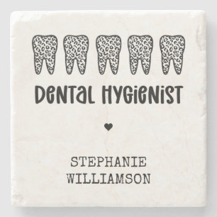 Posavasos De Piedra Personalizado Dental Hygienist Leoparst Print Teet