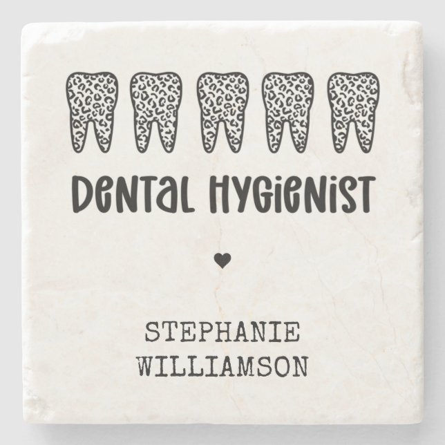 Posavasos De Piedra Personalizado Dental Hygienist Leoparst Print Teet (Anverso)