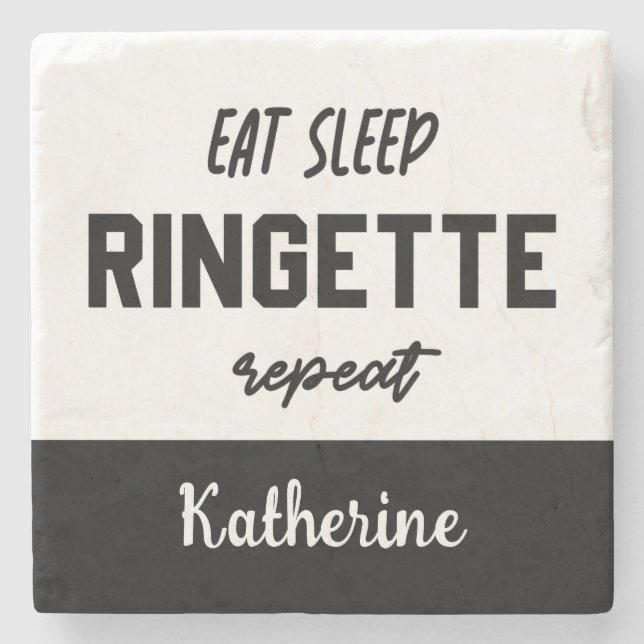 Posavasos De Piedra Personalizado Eat Sleep Ringette Repeat Ringette P (Anverso)