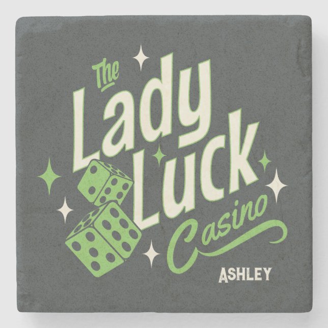 Posavasos De Piedra Personalizado El Casino Lady Luck (Anverso)