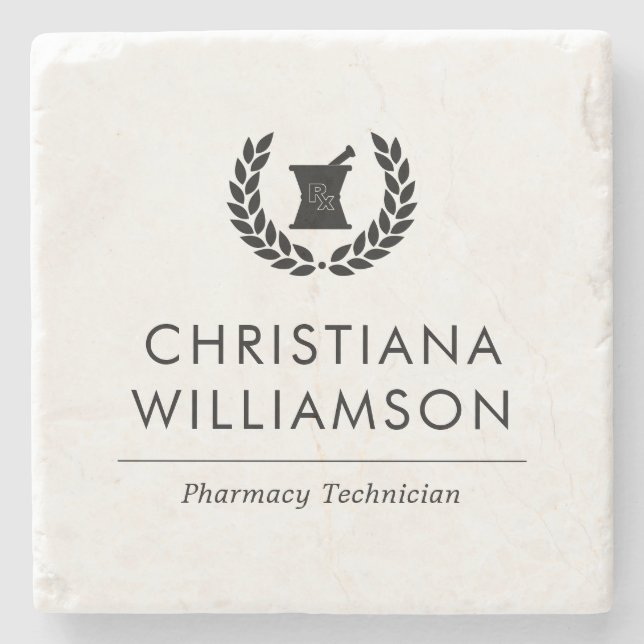 Posavasos De Piedra Personalizado Elegante Farmacia Farmacéutica Perso (Anverso)