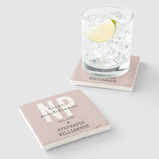 Posavasos De Piedra Personalizado Enfermera practicante NP Regalo de g (Lateral)