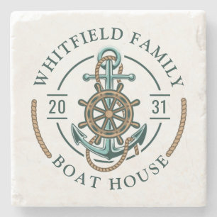 Posavasos De Piedra Personalizado Familia Náutica Viaje a Reunión Vaca