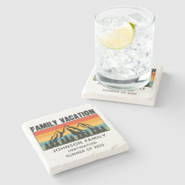 Posavasos De Piedra Personalizado Familia Vacaciones Montañas Senderis