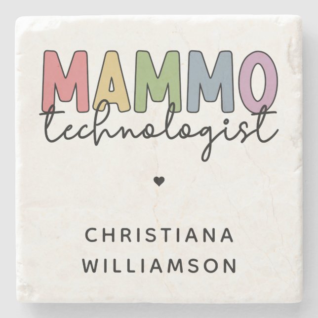 Posavasos De Piedra Personalizado Mammo Technologist Mammography Tech  (Anverso)