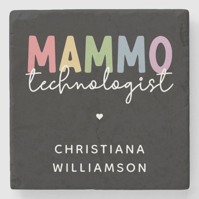 Posavasos De Piedra Personalizado Mammo Technologist Mammography Tech  (Anverso)