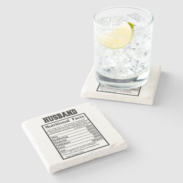 Posavasos De Piedra Personalizado Marido Hechos Nutricionales Pascua d (Lateral)