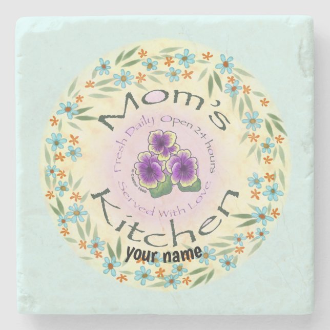 Posavasos De Piedra Personalizado Moms Kitchen (Anverso)