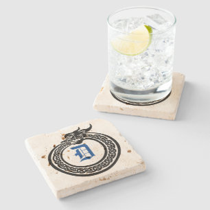 Posavasos De Piedra Personalizado Monograma Celta Ouroboros