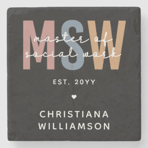Posavasos De Piedra Personalizado MSW Master en Obra Social Graduación