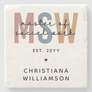 Posavasos De Piedra Personalizado MSW Master en Obra Social Graduación