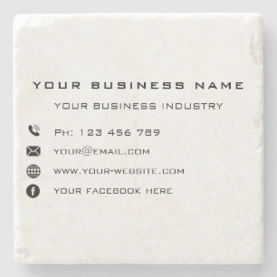 Posavasos De Piedra Personalizado Nombre comercial Texto Plantilla de 
