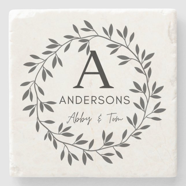 Posavasos De Piedra Personalizado Nombre Familia Monstruo de piedra (Anverso)