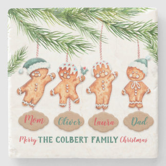 Posavasos De Piedra Personalizado nombres familiares Navidades gingerb