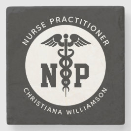 Posavasos De Piedra Personalizado Nurse Practicante Graduación Caduceu