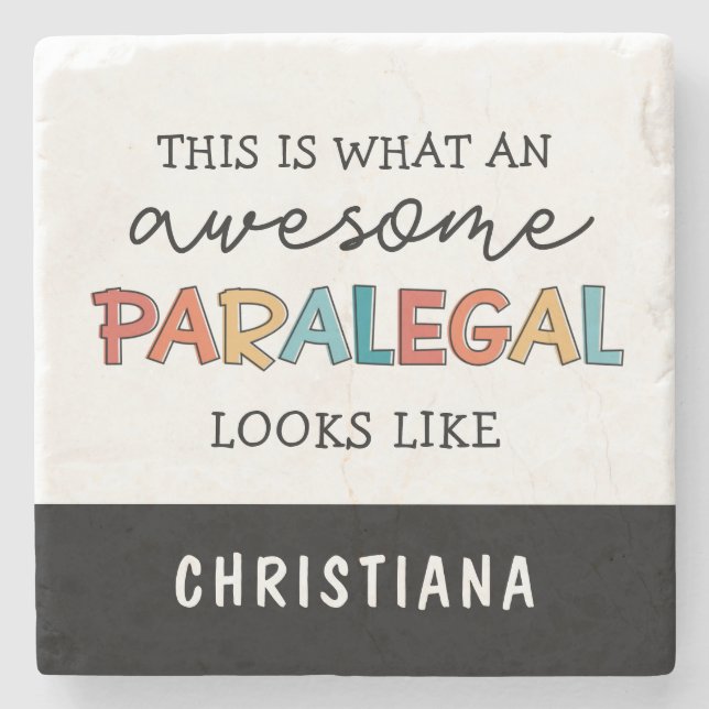 Posavasos De Piedra Personalizado Paralegal Awesome Legal Assistant Fu (Anverso)