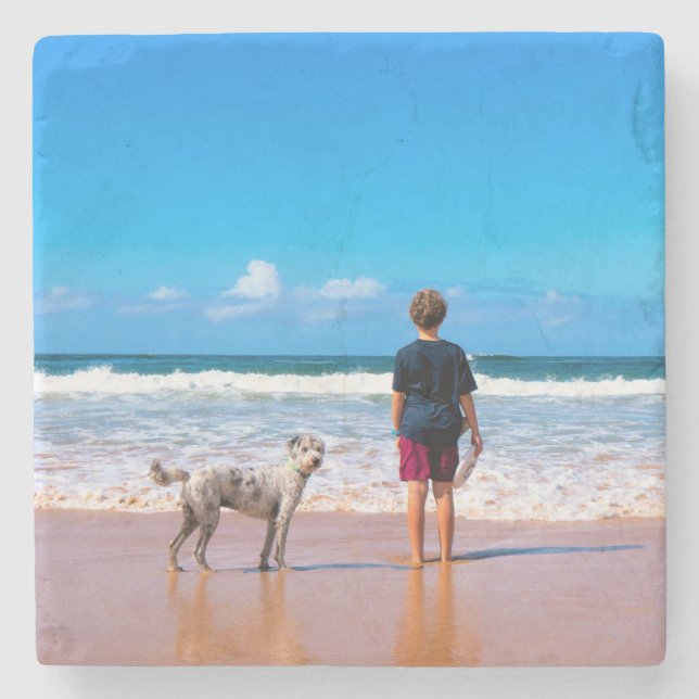 Posavasos De Piedra Personalizado personalizado Su Mascota Photo Stone (Anverso)