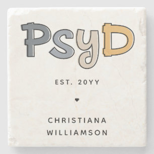 Posavasos De Piedra Personalizado PsyD Médica de Psicóloga