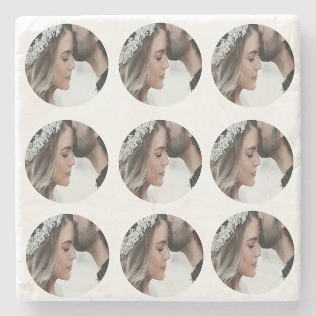 Posavasos De Piedra personalizado simple añadir collage de fotos circu (Anverso)