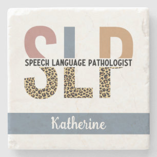 Posavasos De Piedra Personalizado SLP Speech Pathólogo Leopard Print