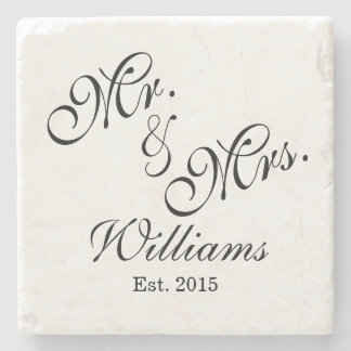 Posavasos De Piedra Personalizado Sr. y Sra. Boda Coasters