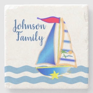 Posavasos De Piedra Personalizado Sunny Sailing Day