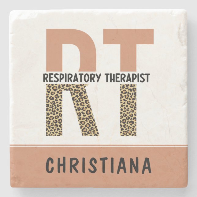 Posavasos De Piedra Personalizado Terapia Respiratoria RT Regalo (Anverso)