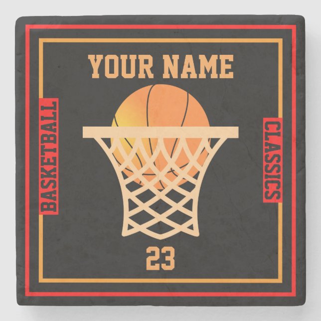 Posavasos De Piedra Personalizado TU NOMBRE Baloncesto (Anverso)