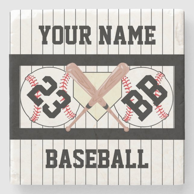 Posavasos De Piedra Personalizado TU NOMBRE Béisbol (Anverso)