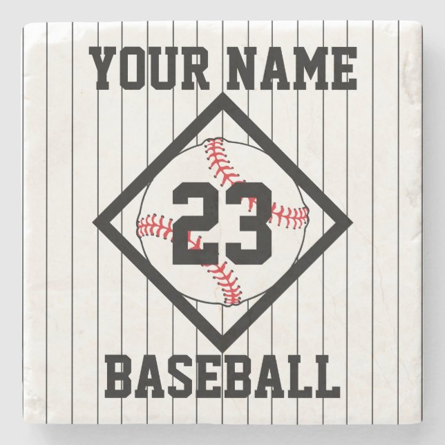 Posavasos De Piedra Personalizado TU NOMBRE Béisbol (Anverso)
