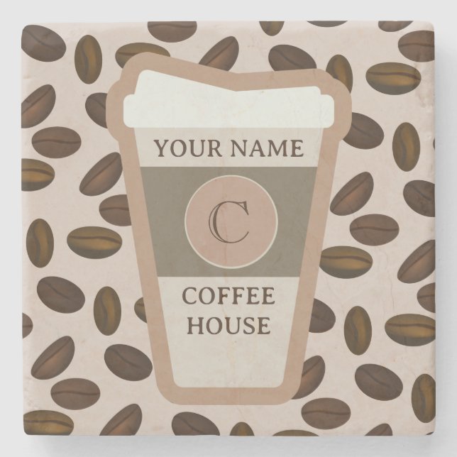 Posavasos De Piedra Personalizado TU NOMBRE Café House (Anverso)
