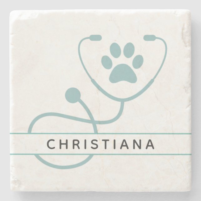 Posavasos De Piedra Personalizado Veterinarios (Anverso)