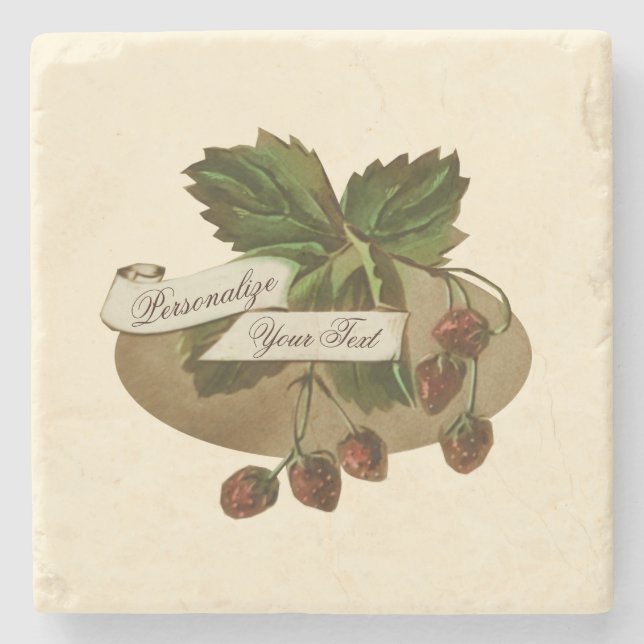 Posavasos De Piedra Personalizado Viejo Colegio de Fruta Retro de Fres (Anverso)