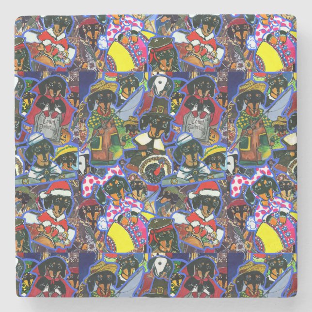 Posavasos De Piedra Personalizados de Dachshund (Anverso)