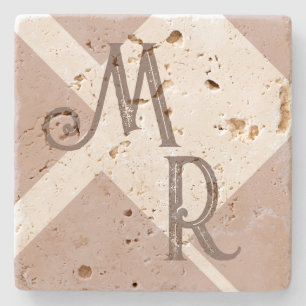 Posavasos De Piedra Personalizados monogramo iniciales geométricas neu