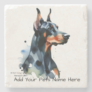 Posavasos De Piedra PERSONALIZAR A Cute DOBERMAN PINCHER