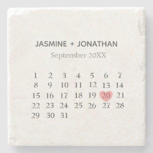 Posavasos De Piedra Personalizar del calendario su día especial