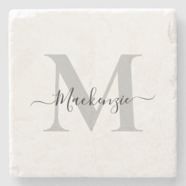 Posavasos De Piedra Personalizar el nombre inicial del monograma