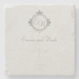 Posavasos De Piedra Personalizar los nombres, iniciales y frase Amor