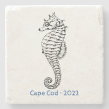 Personalizar Ocean Seahorse Line Art Stone Coaster