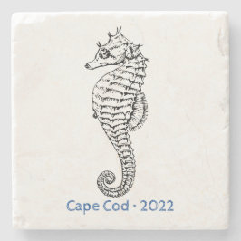 Posavasos De Piedra Personalizar Ocean Seahorse Line Art Stone Coaster