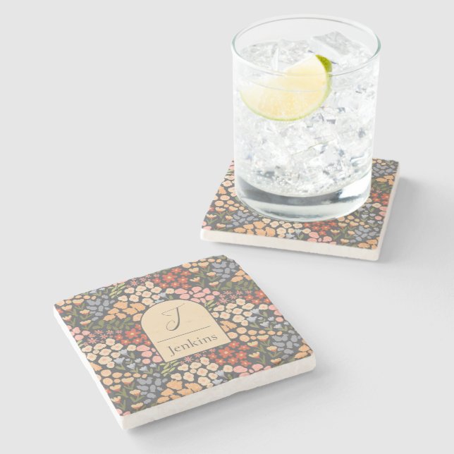 Posavasos De Piedra Personalized Coaster Set – Custom Name & Initial (Lateral)